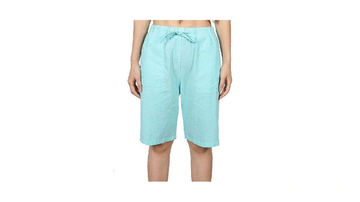 Lisskolo Women's Drawstring Linen Bermuda Shorts For Women Elastic Waist