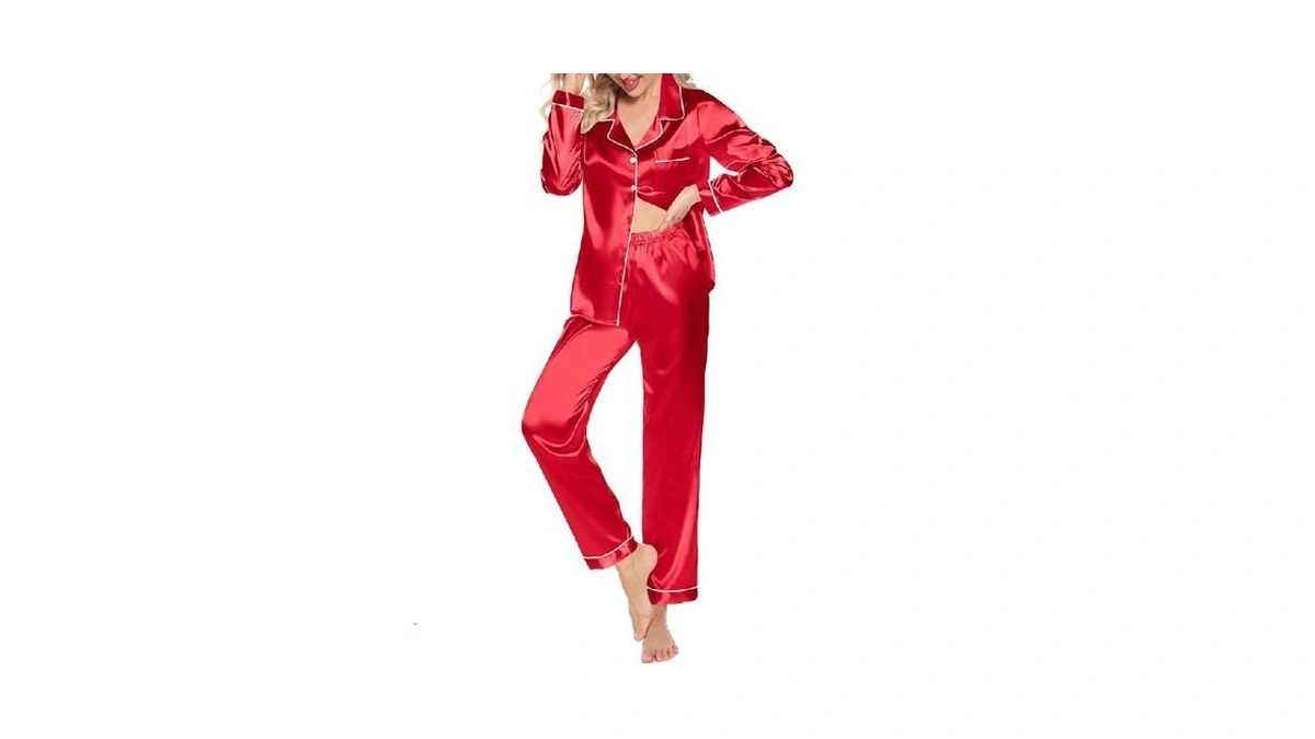 Samring Pajama Sets For Women 2 Piece Satin Long Sleeve