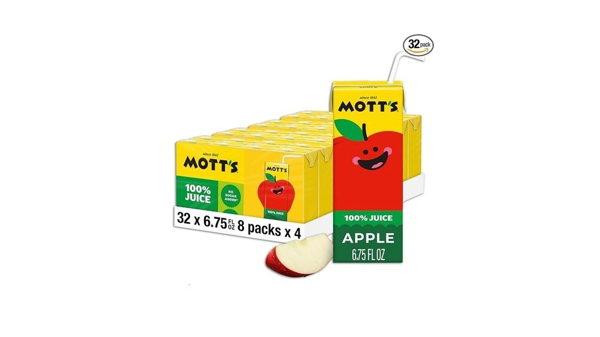 Mott's 100% Original Apple Juice, 6.75 Fl Oz Boxes, 32