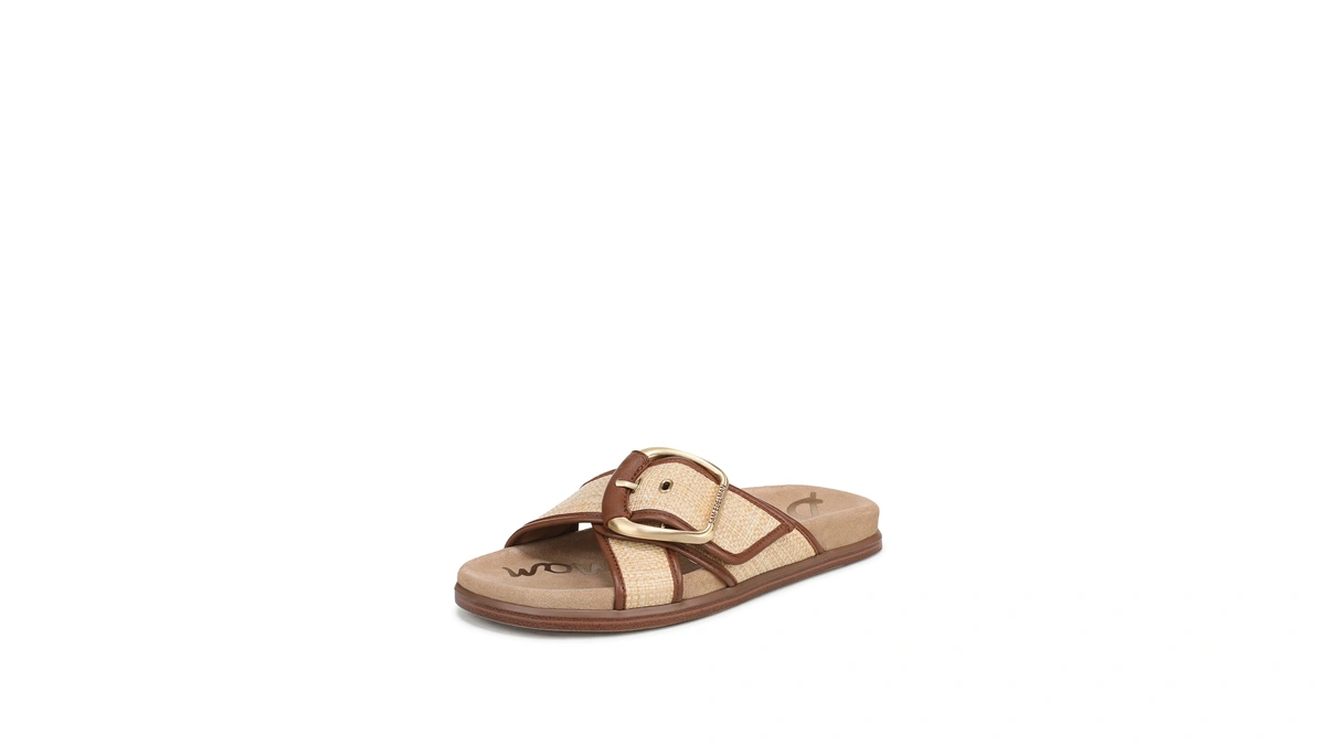 Sam Edelman Women's Darla Slide Sandal, Bleached Beechwood/rich Cognac, 5