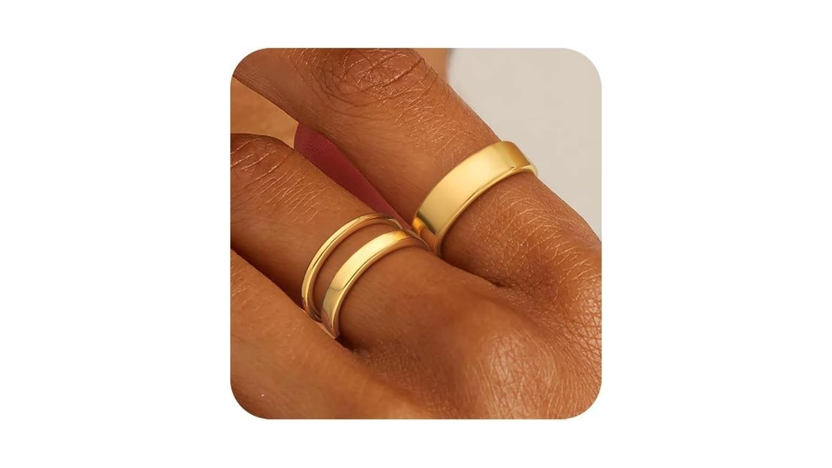 Zheshy Stackable Silver Gold Rings For Women Non Tarnish 14k