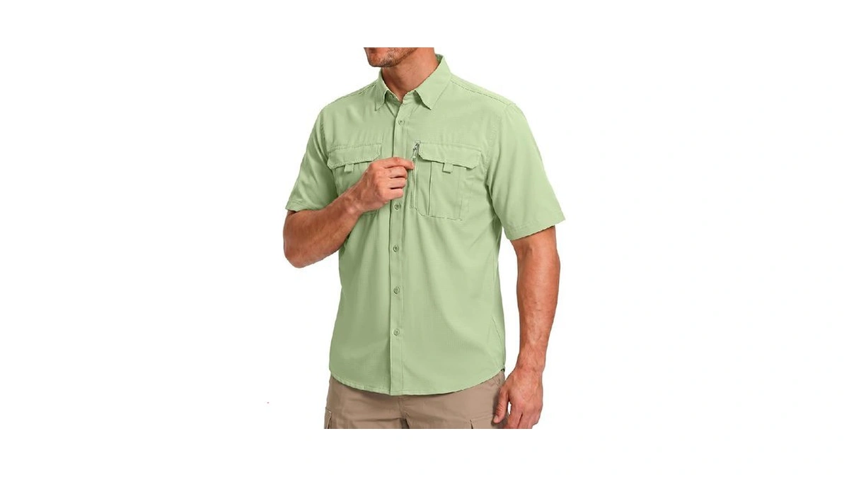 Betbo Men's Short Sleeves Fishing Shirts Button Down Summer Travel