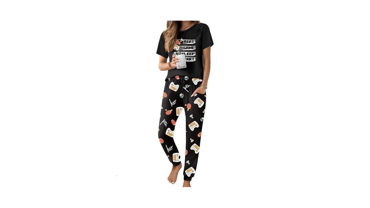 Ekouaer Womens Pajamas Sets 2 Piece Raglan Short Sleeve Pj
