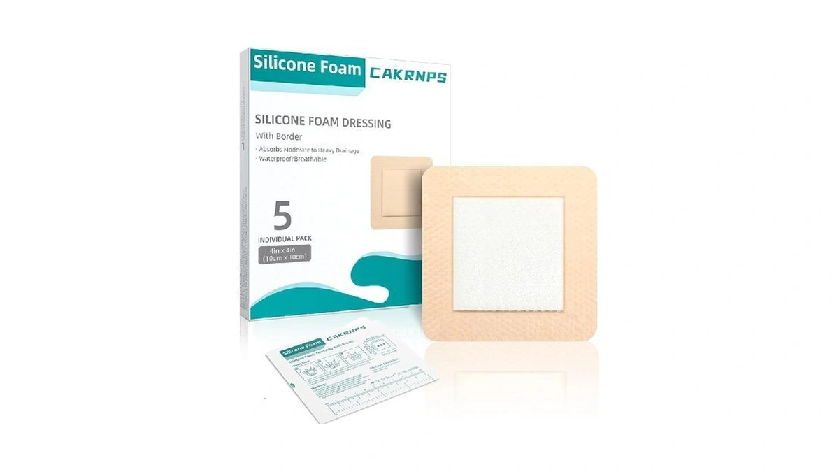 Silicone Foam Dressing With Adhesive Border 4“ X 4”,5 Packs