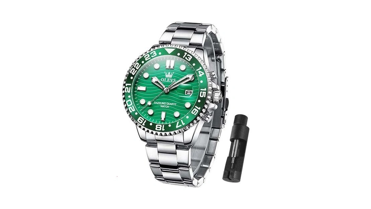 Olevs Watches For Men Luxury Stainless Steel Quartz Luminous Chronograph