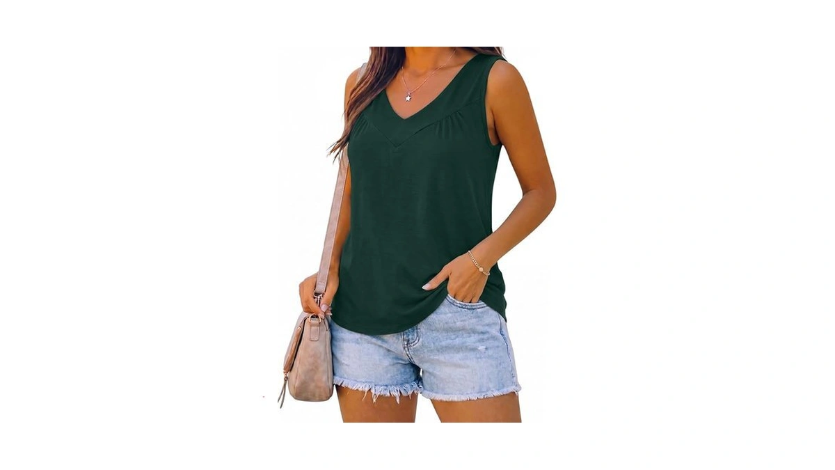 Ayifu Womens Plus Size Tunic Tank Tops Sleeveless Pleated Front