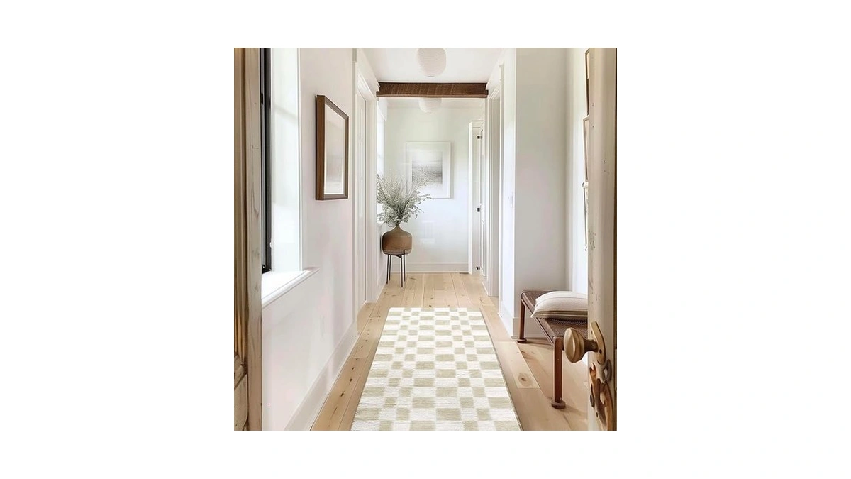 Evergrace Checkered Plaid Area Rug 2x6, Soft Faux Wool Rugs