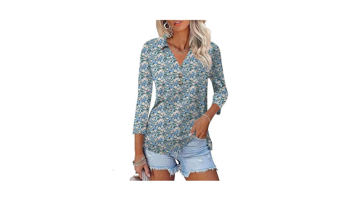 Bashafo 3 Quarter Sleeve Summer Tops Office Clothes For Women