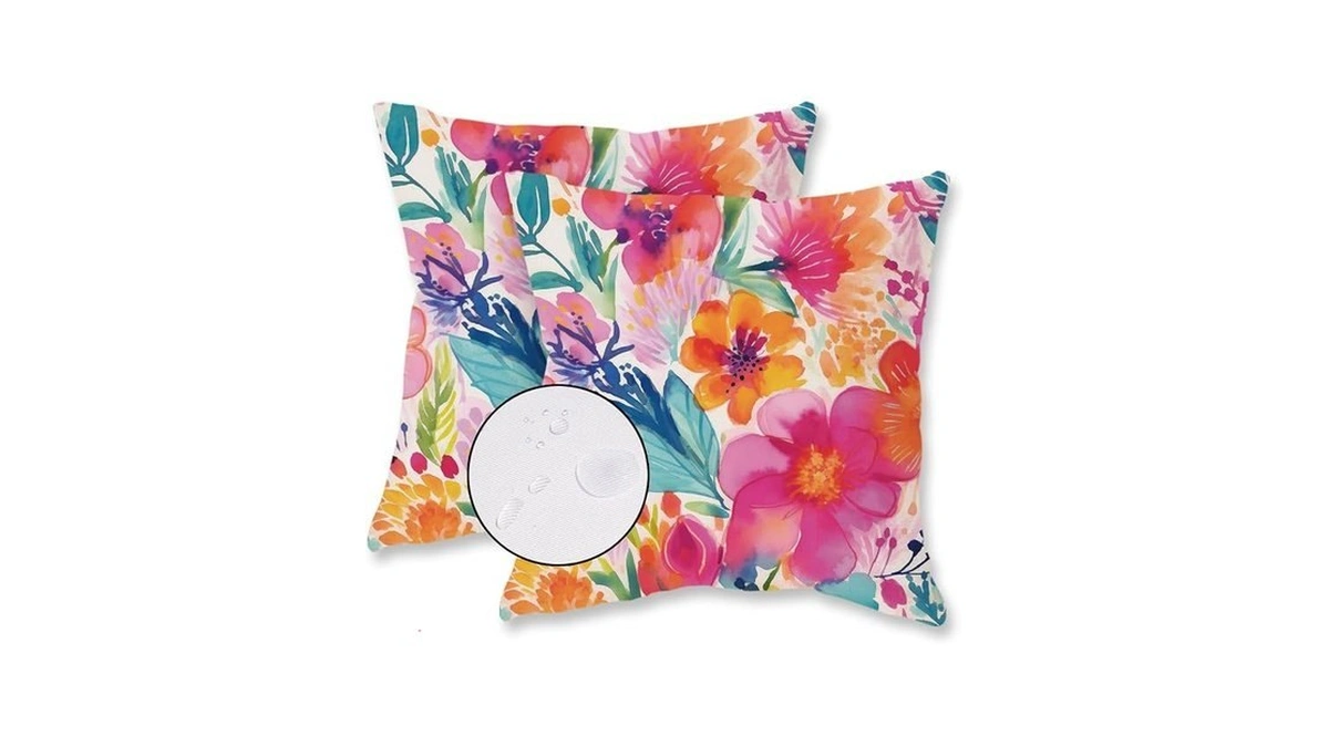 Tajwe Outdoor Pillow Covers 18x18 Inch Set Of 2 White