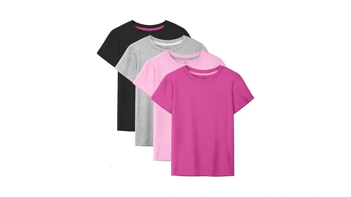 4 Pack Girls Shirts Cotton Short Sleeve T-shirts Kids Tshirts