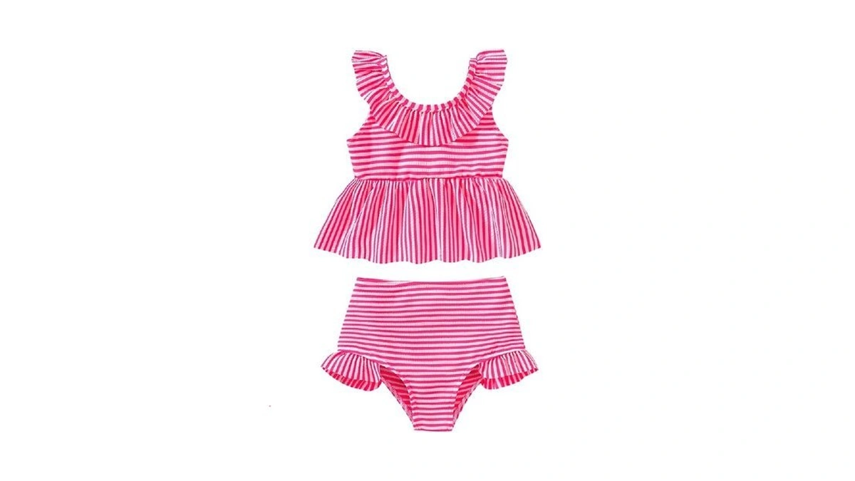 Ywfshop Baby Girl Swimsuit Back Bow Striped Bikini Toddler Girls