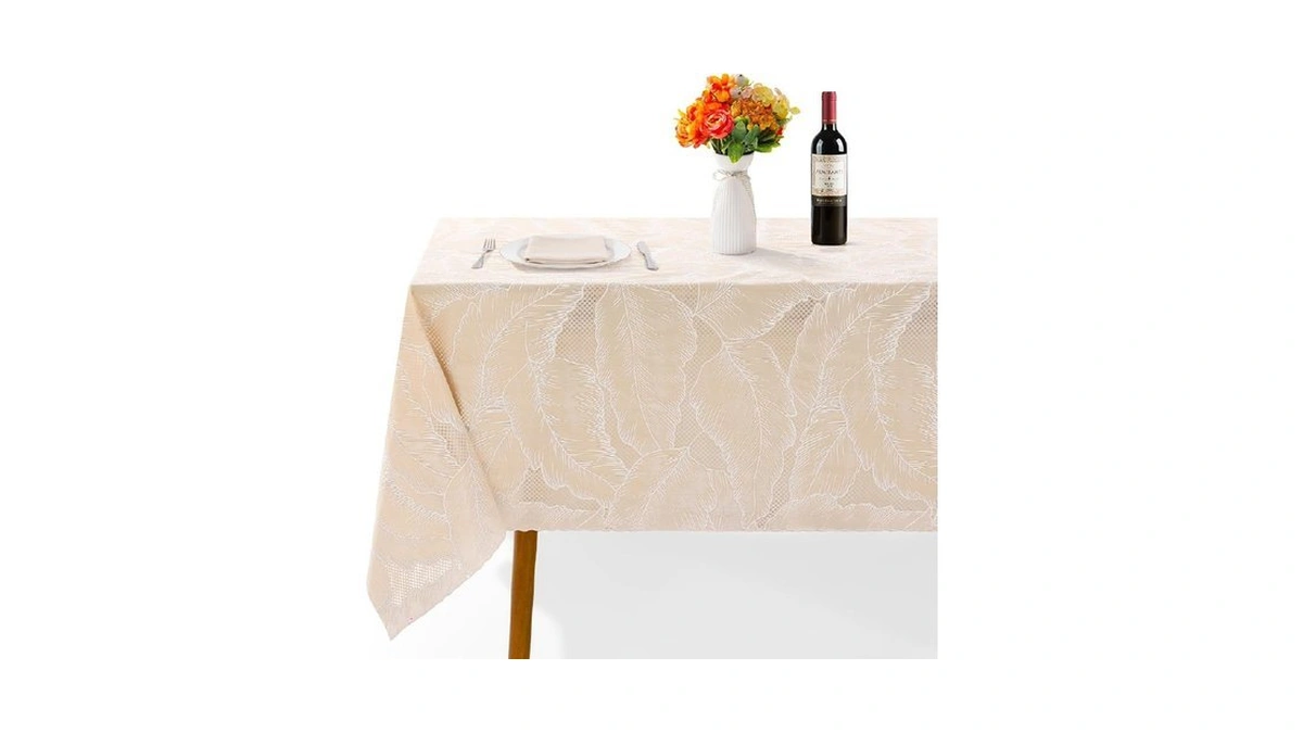Kaixinbao Waterproof Lace Pvc Vinyl Rectangle Tablecloth, 54x78 Inch
