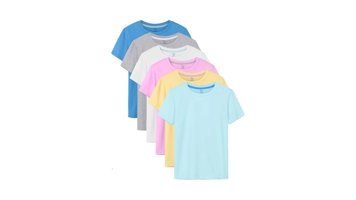 Hoevou 6 Pack Girls Shirts Cotton Short Sleeve T-shirts For