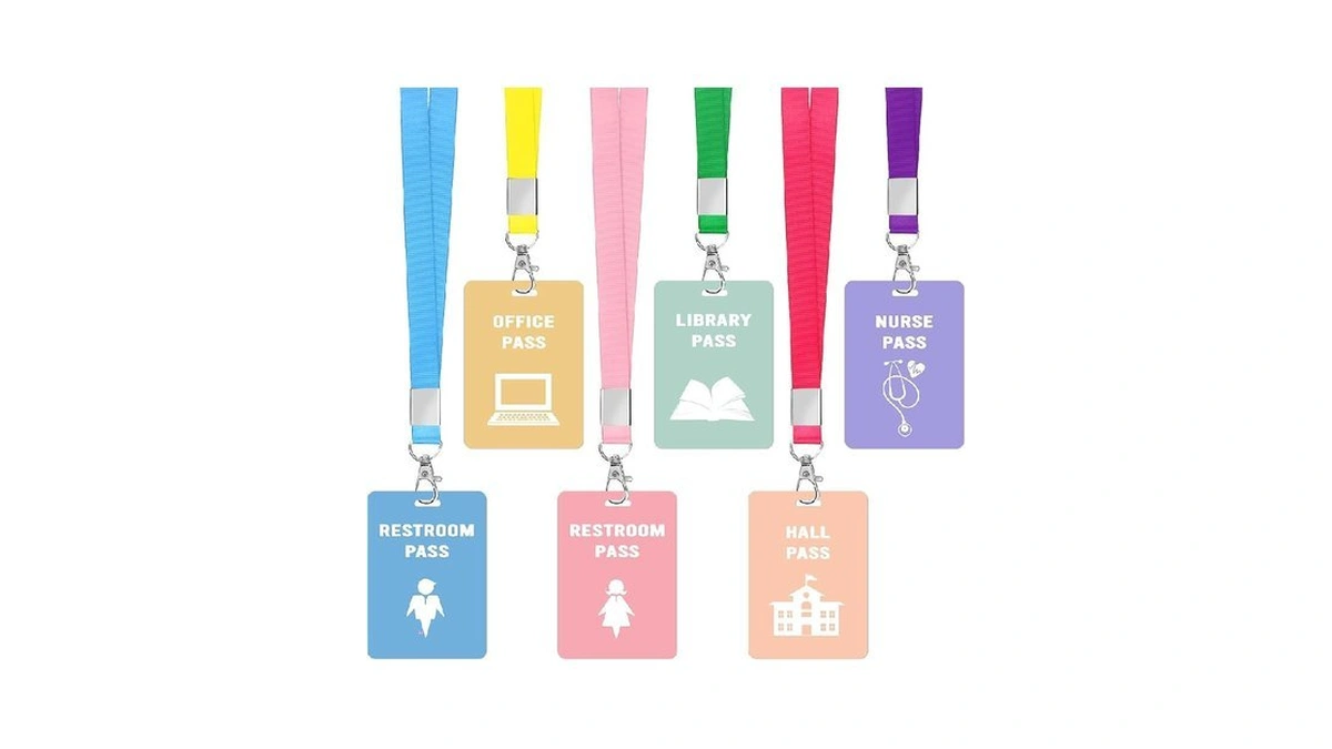 6 Set Hall Passes For Classrooms Colorful Hall Pass Lanyards