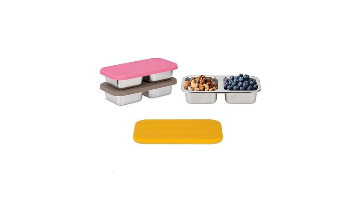 Sumerx 3 Pack Stainless Steel Snack Containers, 2 Compartment Snack