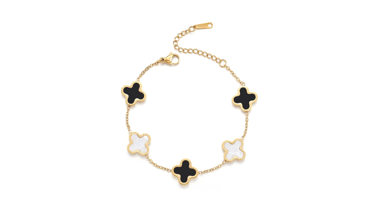 Ticvrss 18k Gold Plated Clover Bracelet For Women Lucky Simple