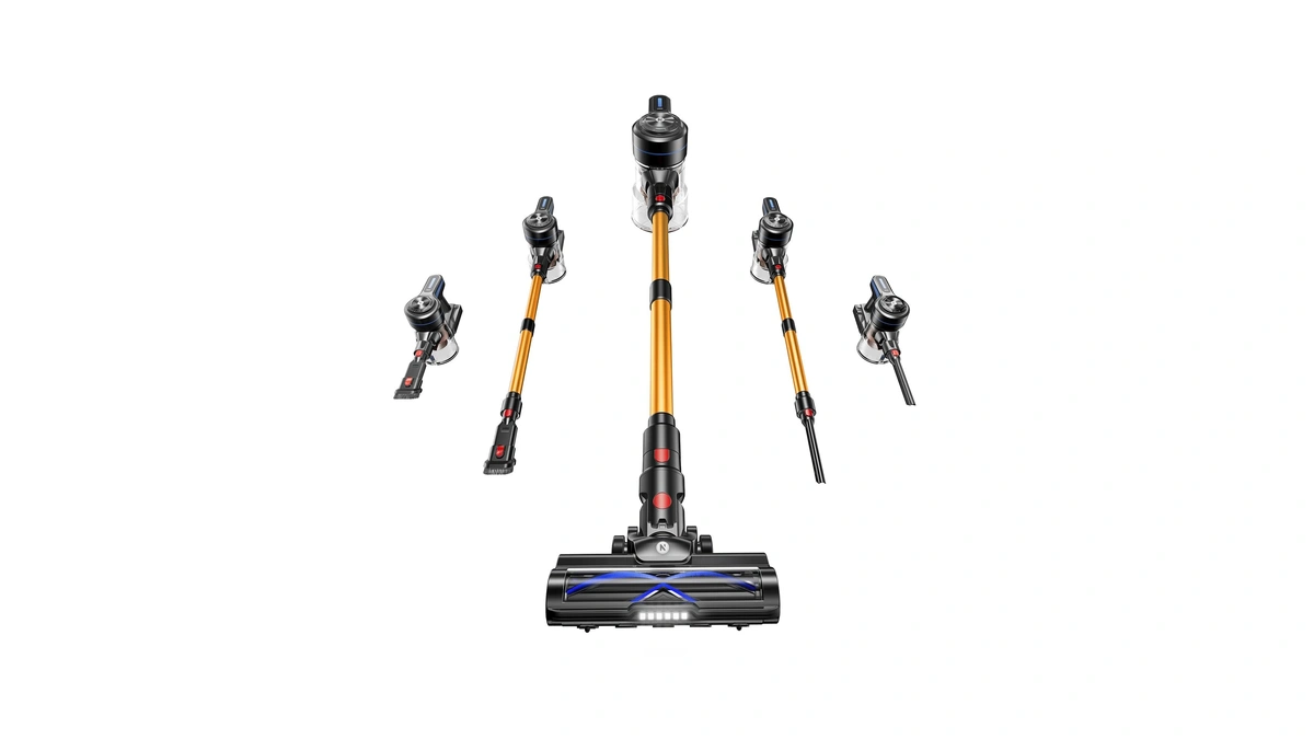 Nadaly Cordless Vacuum Cleaner, 580w 50kpa Self-standing Stick Vacuum With
