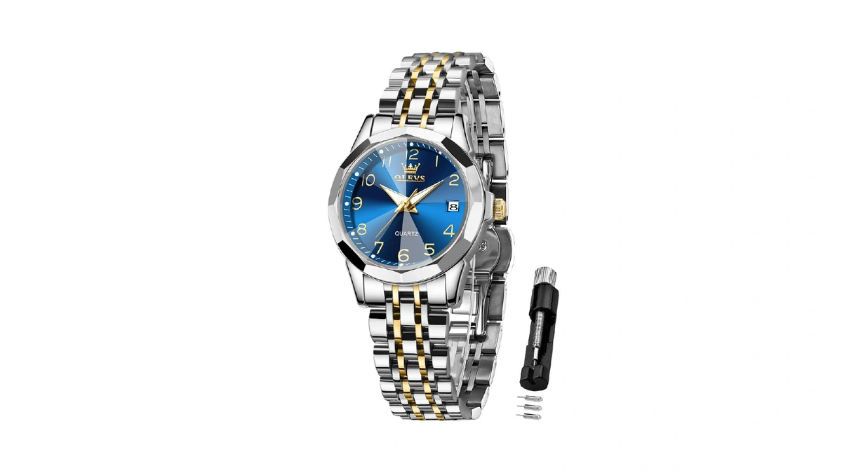 Olevs Blue Women's Watch Business Dress Analog Quartz Easy To