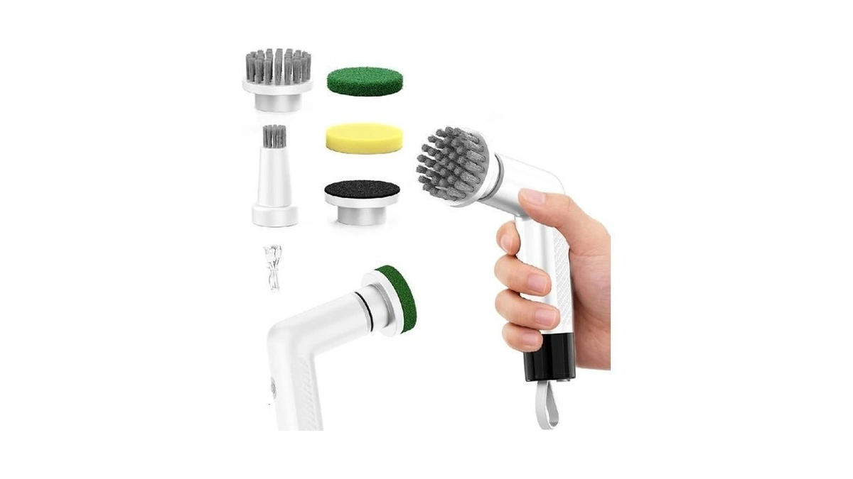 Electric Dish Scrubber, Mini Cordless Kitchen Cleaning Brush With 4