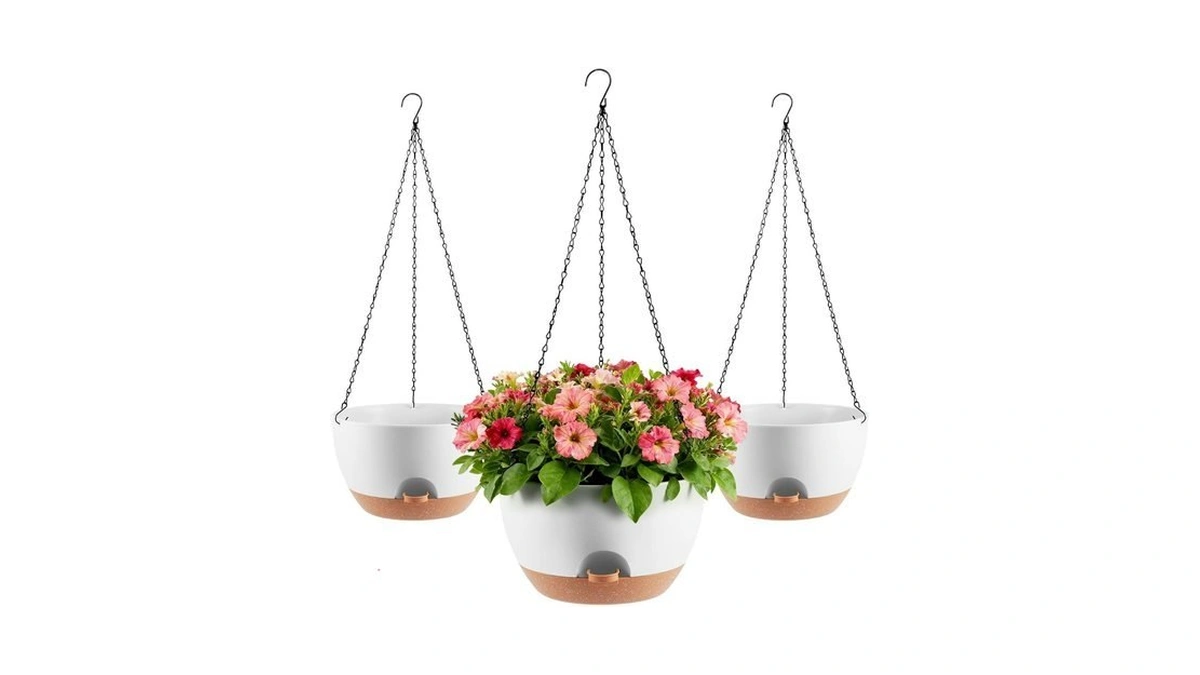 Wuceiauu 3-piece Set Of 10-inch Hanging Planters With Automatic Watering
