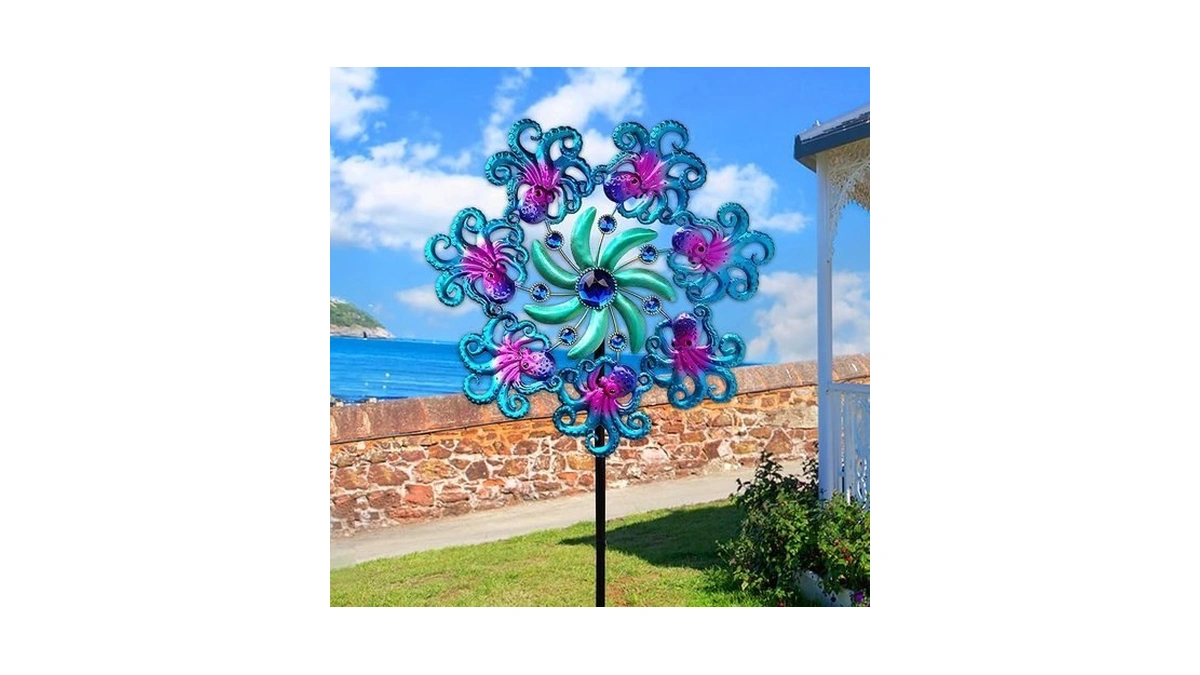 Coozzyhour 39" Octopus Wind Spinners For Yard And Garden Stake,ocean