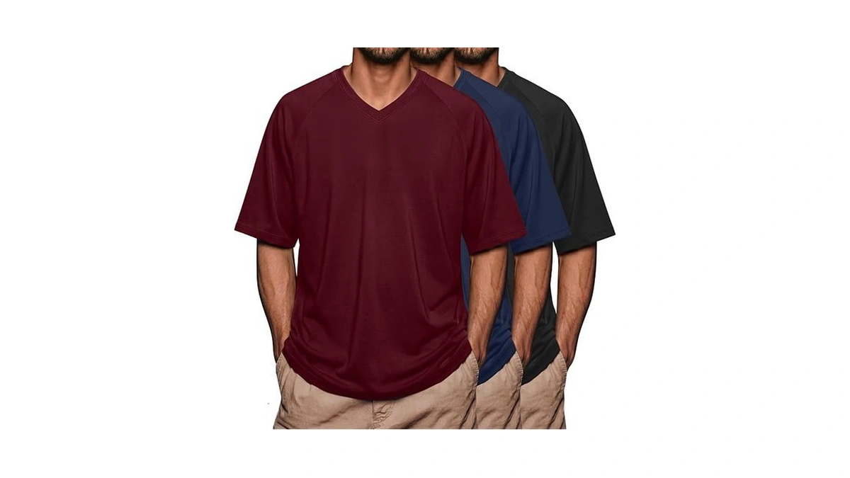 Joymotion 3 Pack Men's Oversized T Shirts V Neck Raglan