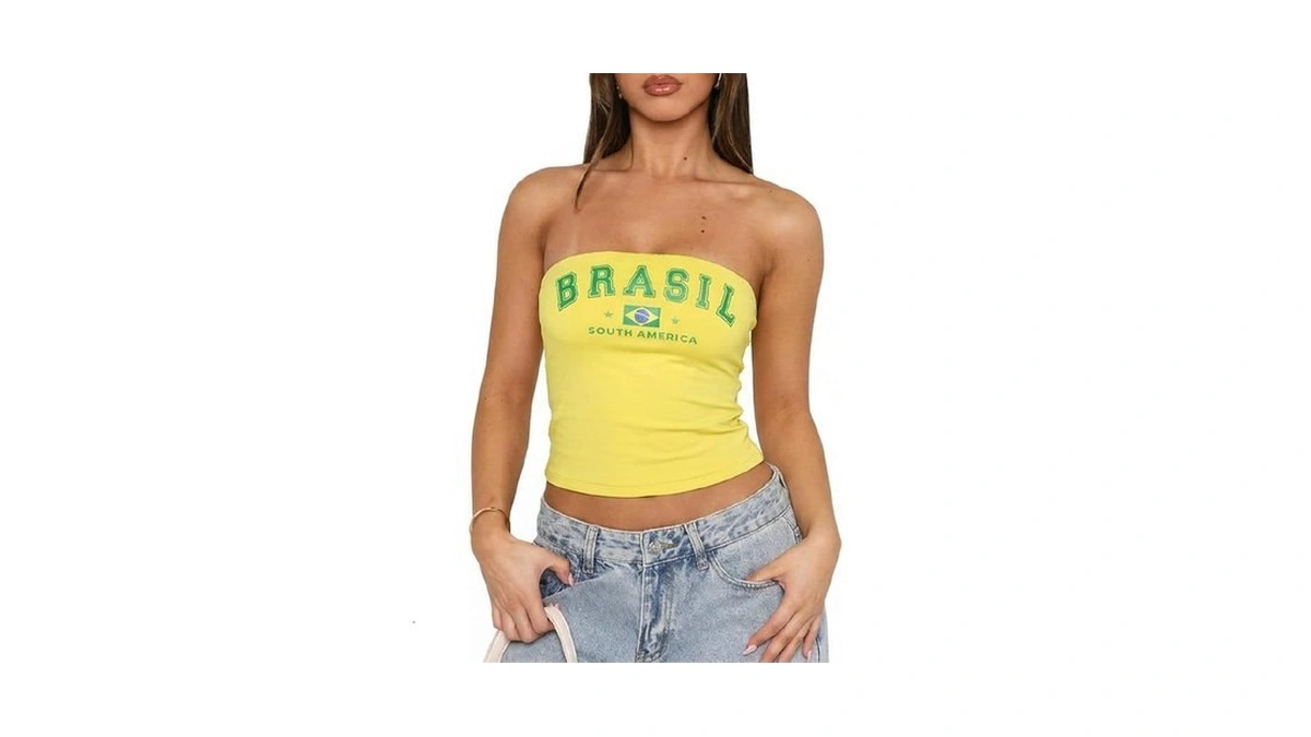 Reoria Women's Strapless Tube Top Double Lined Cute Y2k Backless