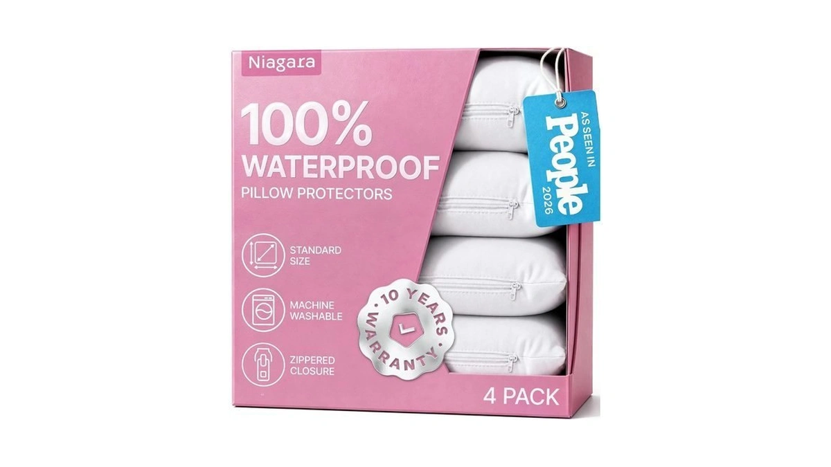 Niagara 4 Pack Waterproof Pillow Protectors Standard 20x26 Inches Smooth