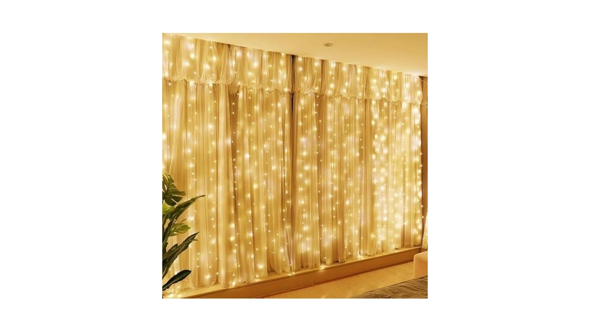 Hxweiye 300led Fairy Curtain Lights, 9.8x9.8ft Usb Plug-in 8 Modes