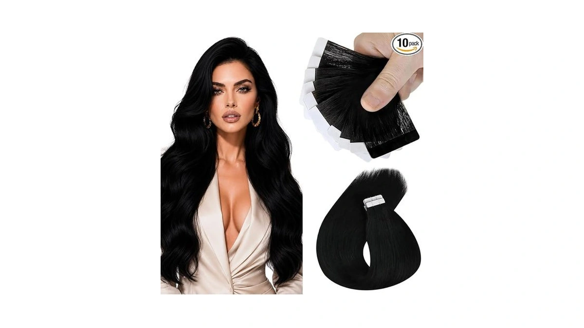 Sunny Hair Jet Black Tape In Hair Extensions Real Human