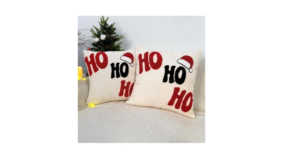 Zglaak White-toned Winter Chenille Christmas Throw Pillow Cases New Year
