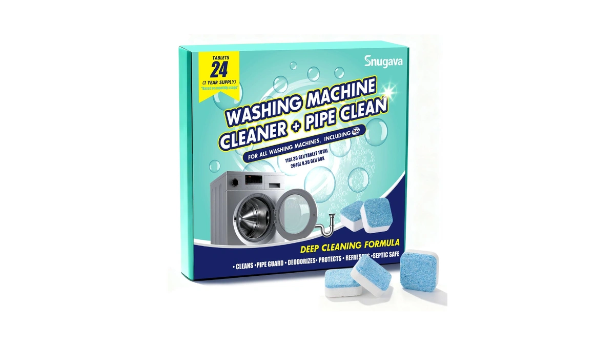 Washing Machine Cleaner Tablets And Deodorizer: 24 Pack Laundry Machine