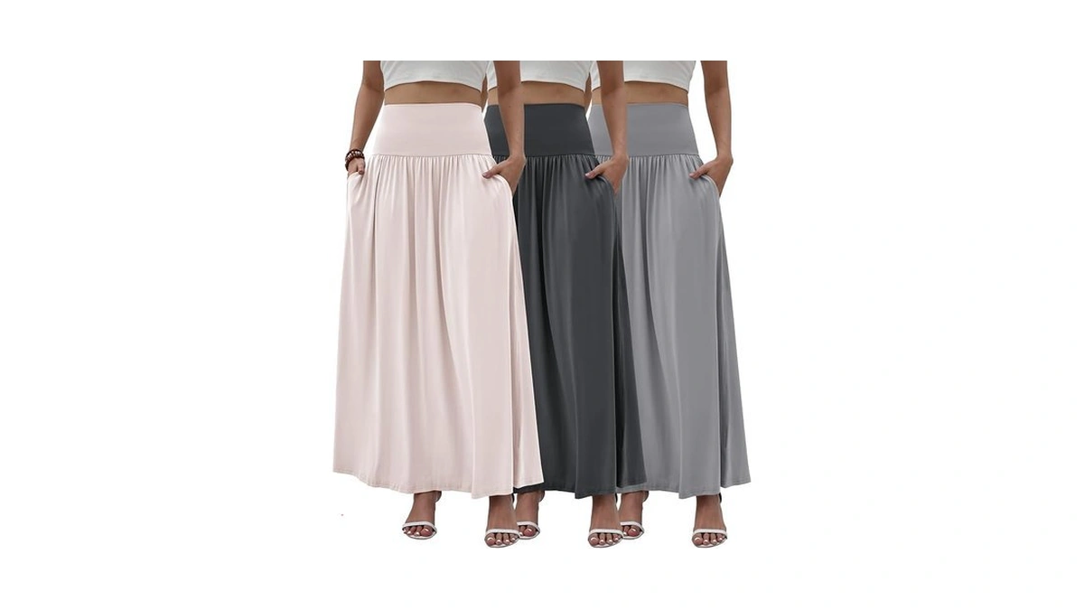 Chicyoo Flowy 3 Pack Maxi Skirt With Pockets Plus Size