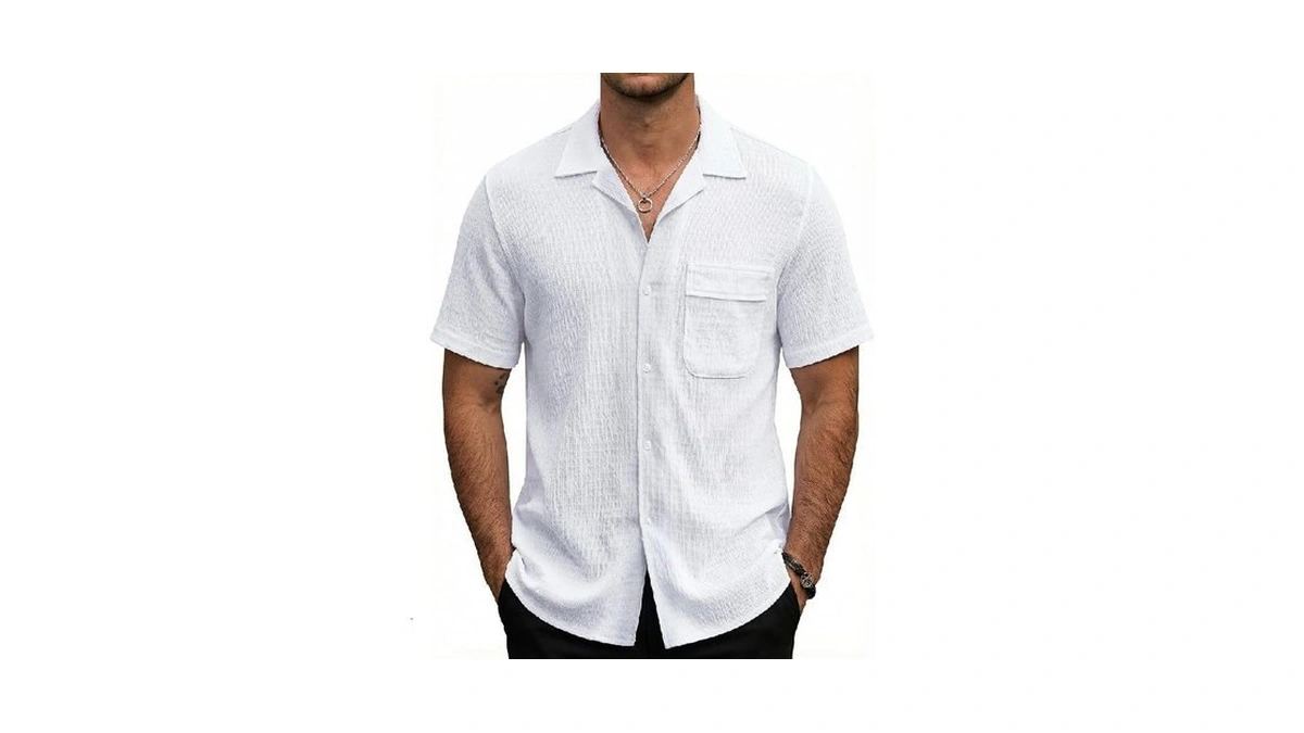Aotik Mens Casual Button Down Short Sleeve Textured Summer Shirts