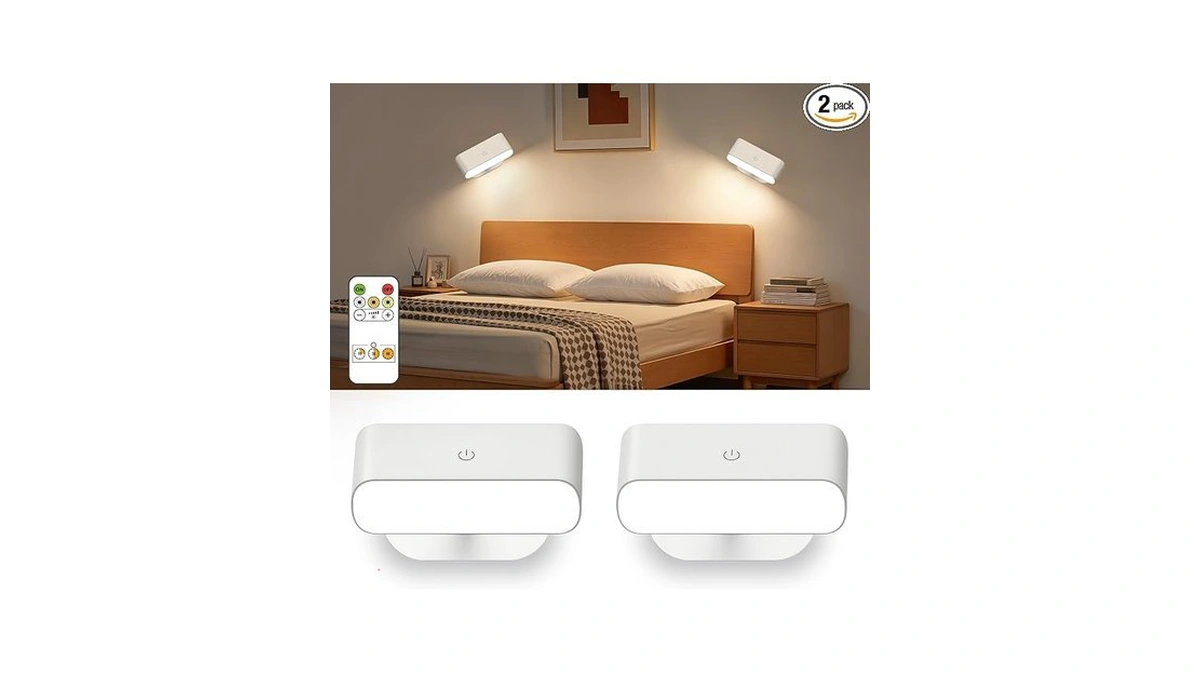 Alinana Wall Sconces Battery Operated, Rechargeable Wall Lights, White