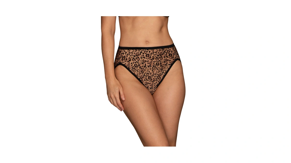 Vanity Fair Women's Illumination Hi Cut Panty 13108, Toffee Leopard