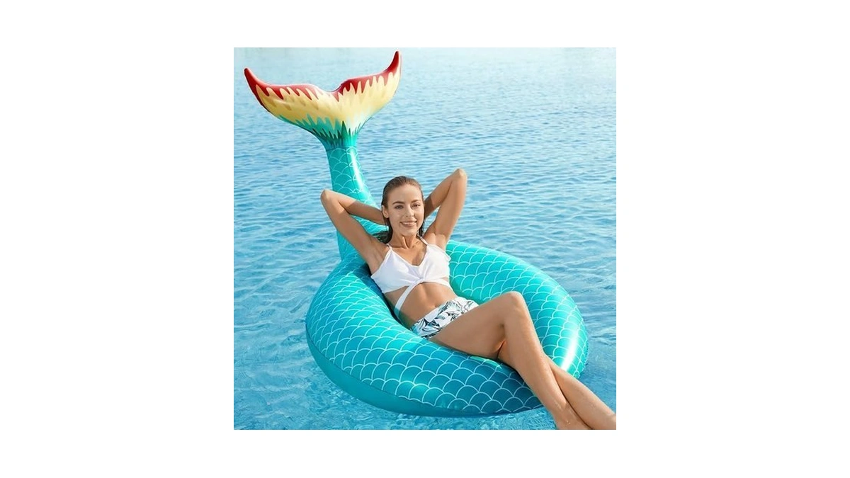 Jasonwell Giant Inflatable Mermaid Tail Pool Float With Fast Valves