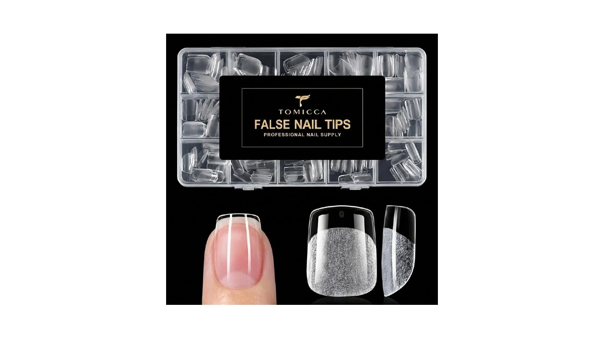 Tomicca Extra Short Square Nail Tips 240pcs 15 Sizes Pre-shaped