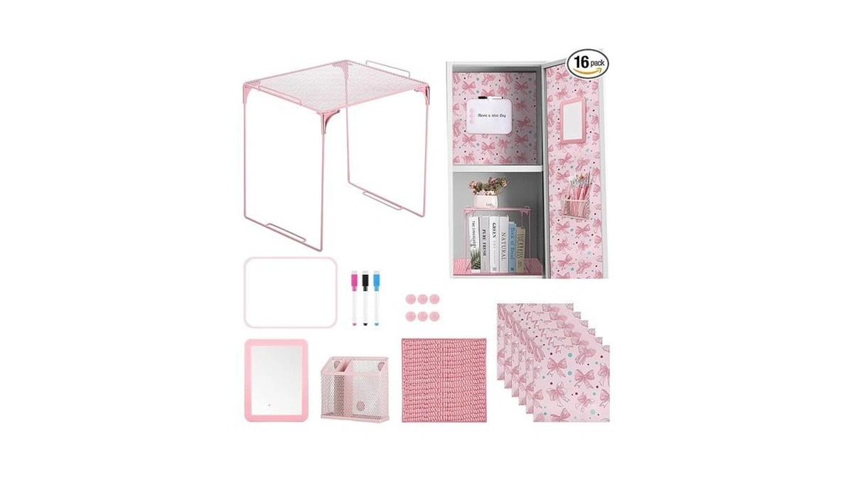 Besarme 16 Pcs Pink Locker Accessories For Girls Locker Organizer
