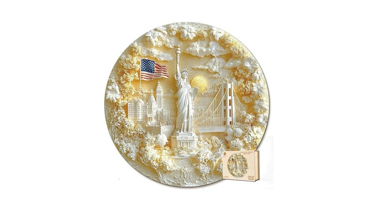 Wooden Puzzles For Adults,statue Of Liberty And Flag Puzzle, Unique