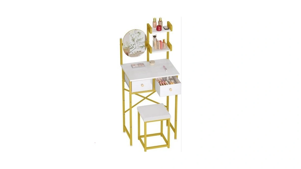 X-cosrack 19.7" W Small Vanity Desk Set With Adjustable Oval