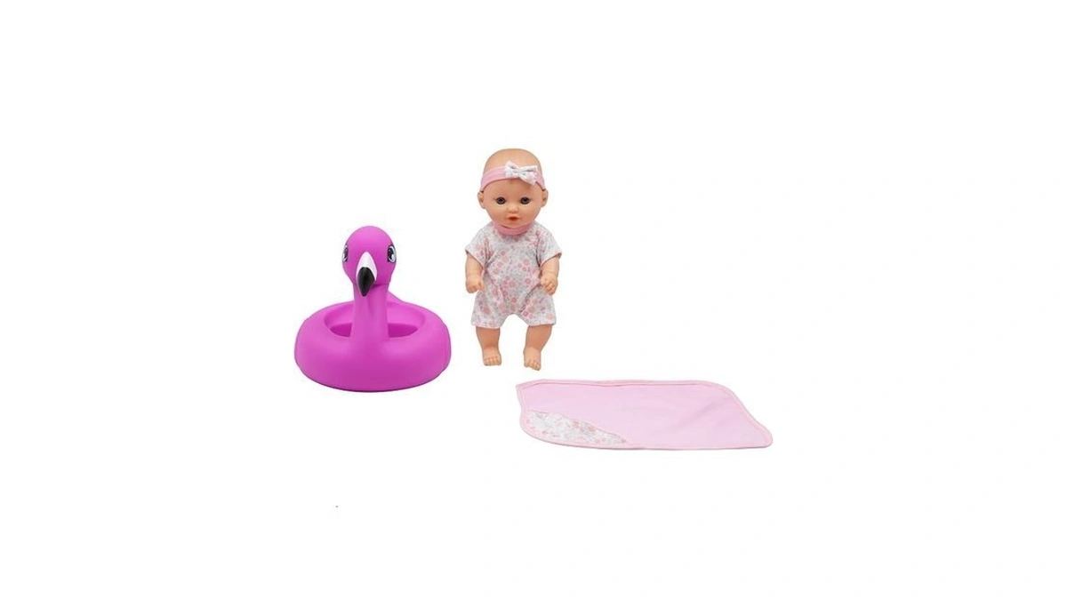 Dream Collection: 10" Bath Time Baby Doll & Flamingo Floatie
