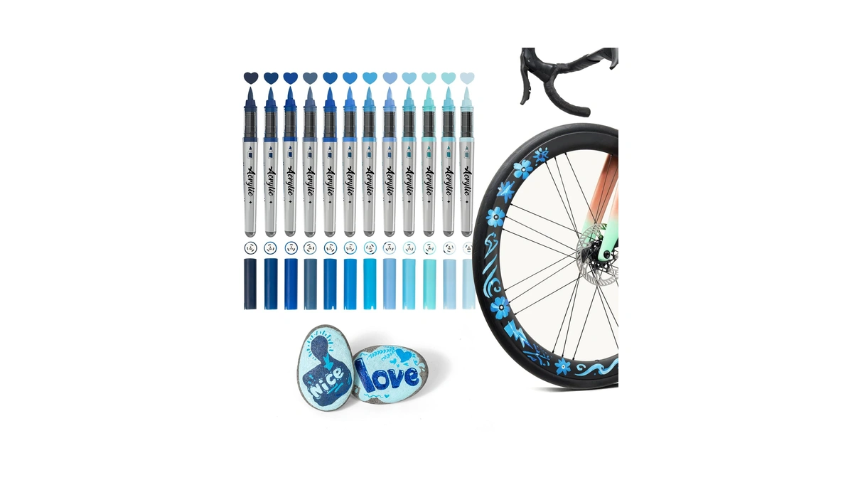 Woomer Acrylic Paint Markers 12 Blue Colors, Open Stock, Durable