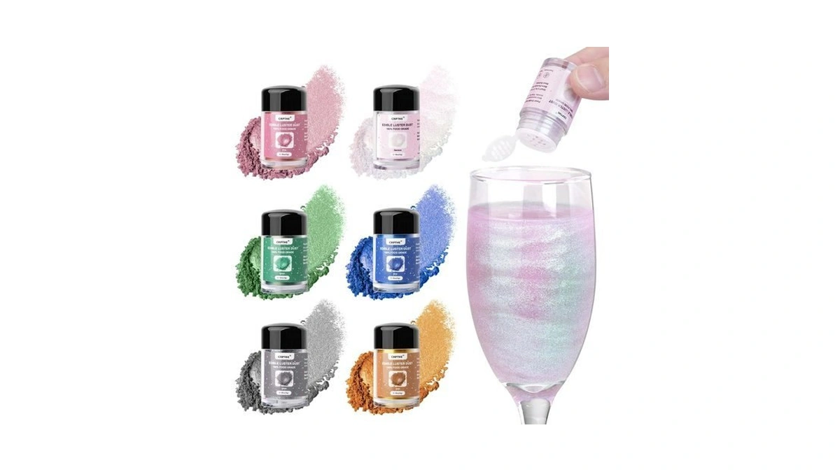 Crpthe 6 Colors Luster Dust Edible Set, Edible Glitter For