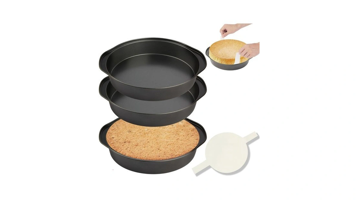 Tutikuki 8" Round Cake Pan, 3pcs Nonstick Cake Pans With