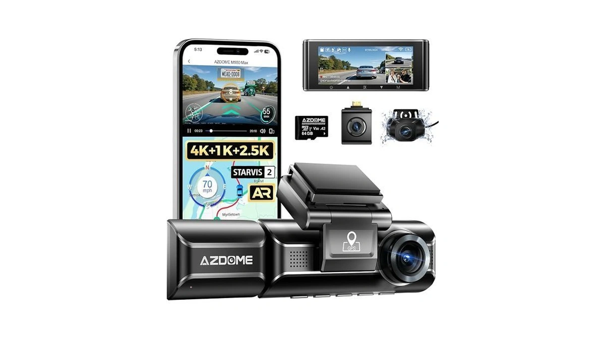 Azdome M550 Max 4k 3 Channel Dash Cam, Dual Starvis