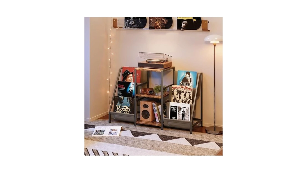 Record Player Stand, Turntable Stand With 3-tier Vinyl Record Storage,