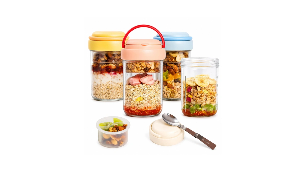 Wifepro Overnight Oats Containers With Handles & Lids – 16oz