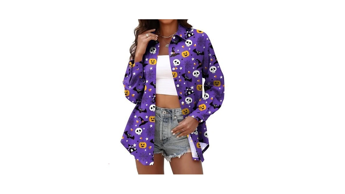 Halloween Shirts For Women: Pumpkin Skeleton T-shirts Graphic Halloween Fall