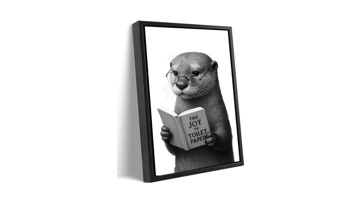 Klxcajam Funny Otter Bathroom Wall Art Humorous Animal Black And